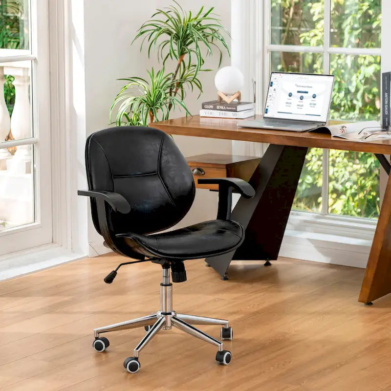 Leatherette Adjustable Swivel Office Chair with Armrests – product view