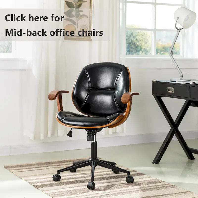 Leatherette Adjustable Swivel Office Chair with Armrests – product view