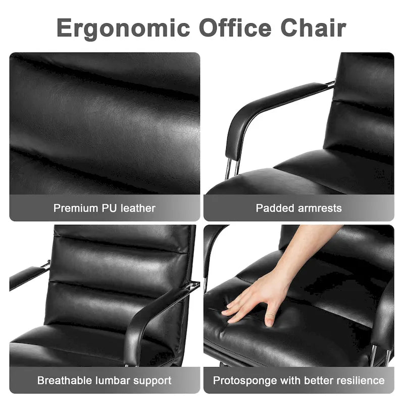 Leatherette Adjustable Swivel Office Chair with Armrests – product view