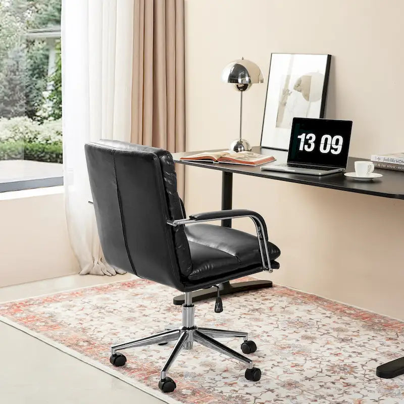 Leatherette Adjustable Swivel Office Chair with Armrests – product view