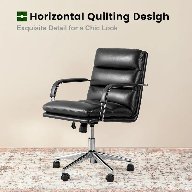 Leatherette Adjustable Swivel Office Chair with Armrests – product view