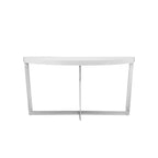 White Oval Console Table with Chrome Frame, 139.7 cm Wide – product view