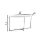 White Oval Console Table with Chrome Frame, 139.7 cm Wide – product view