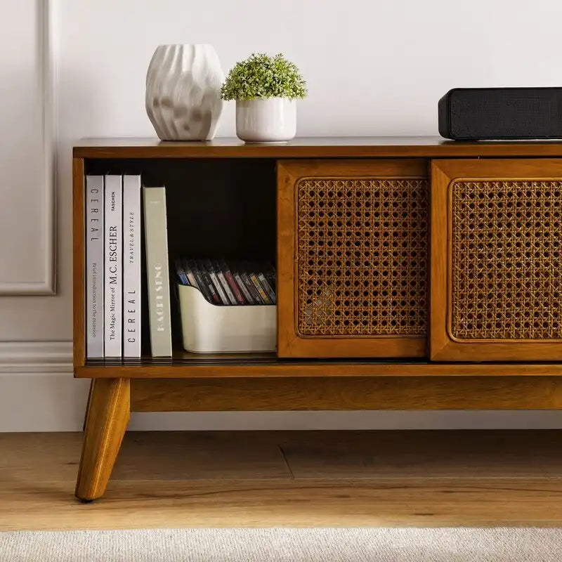 Modern Rattan TV Stand for TVs up to 165.1 cm – product view
