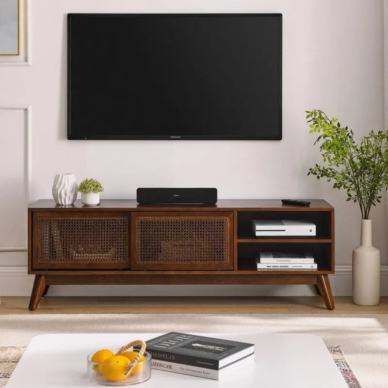 Modern Rattan TV Stand for TVs up to 165.1 cm – product view