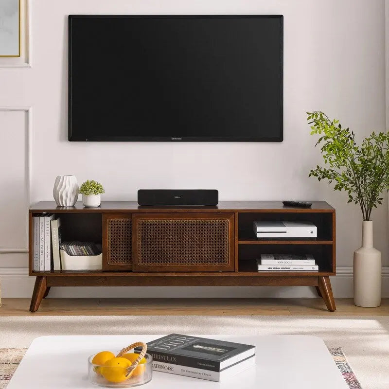Modern Rattan TV Stand for TVs up to 165.1 cm – product view