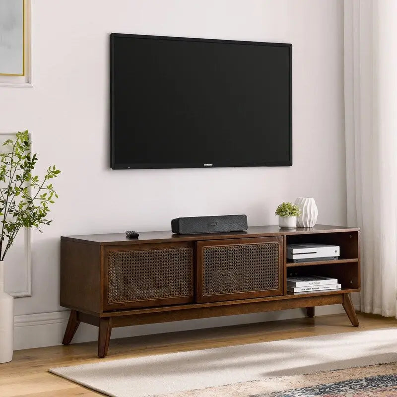 Modern Rattan TV Stand for TVs up to 165.1 cm – product view