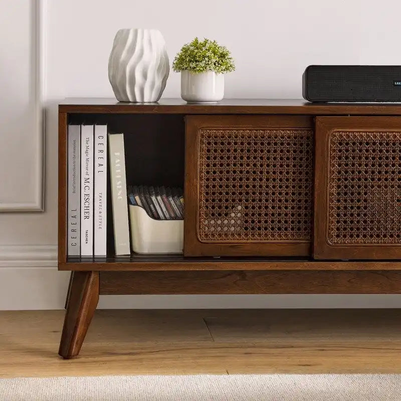 Modern Rattan TV Stand for TVs up to 165.1 cm – product view