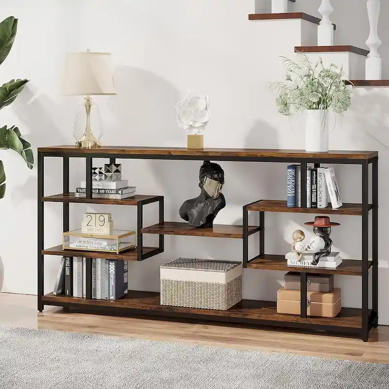 Console Table with 5-Tier Open Storage Shelves, 180 cm Wide – product view