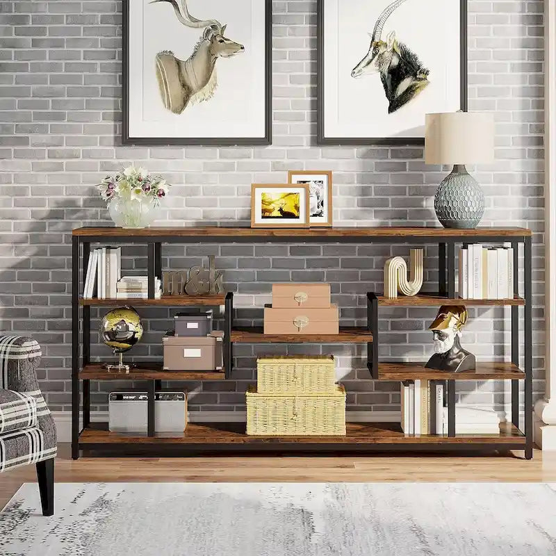 Console Table with 5-Tier Open Storage Shelves, 180 cm Wide – product view