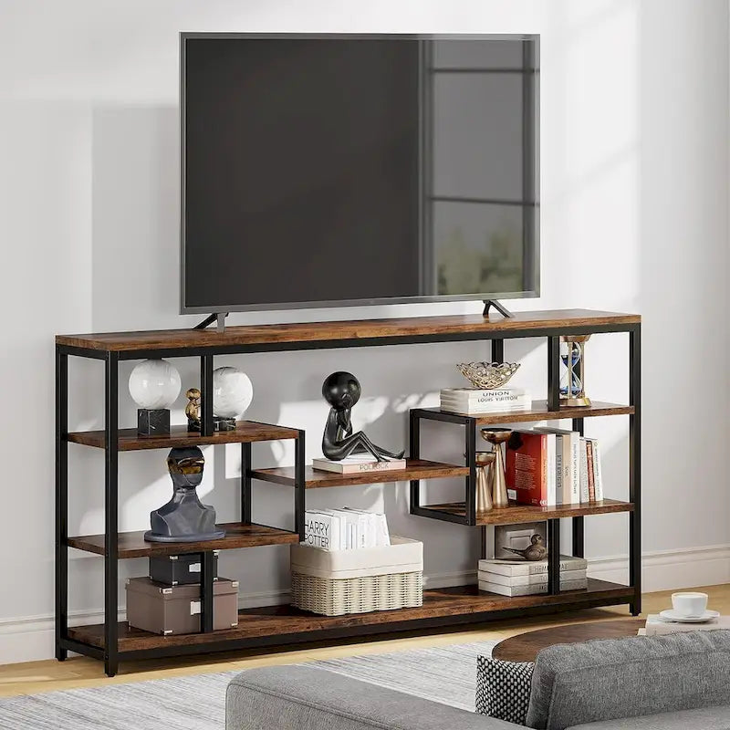Console Table with 5-Tier Open Storage Shelves, 180 cm Wide – product view