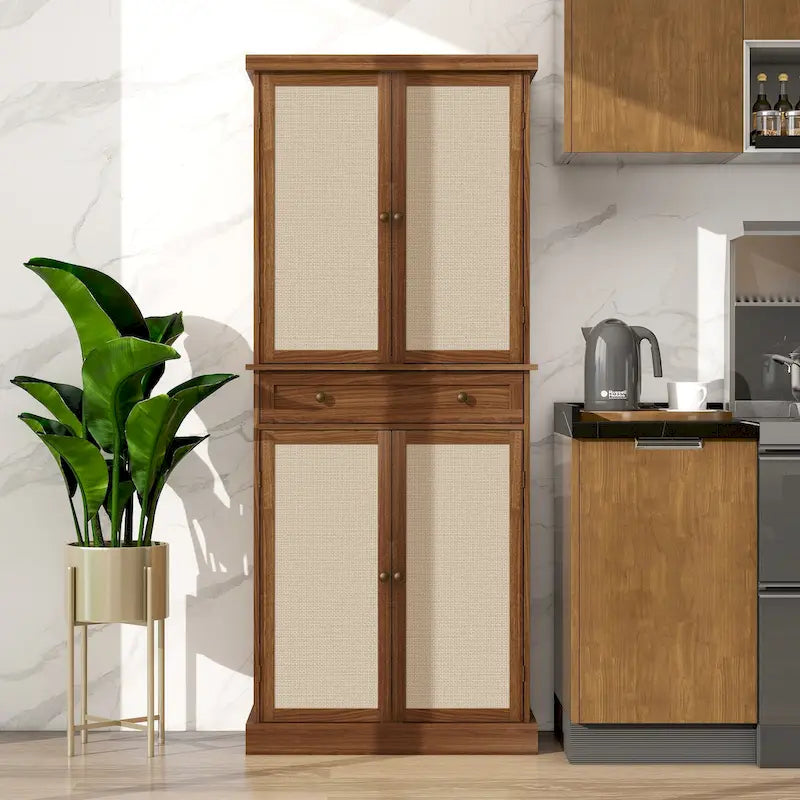 Armoire de rangement avec 4 portes, 1 tiroir et 4 étagères réglables