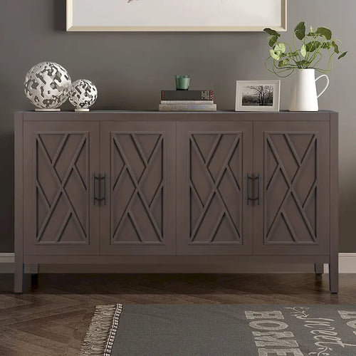 Accent Cabinet 4 Door Wooden Twill Sideboard Storage Cabinet – product view