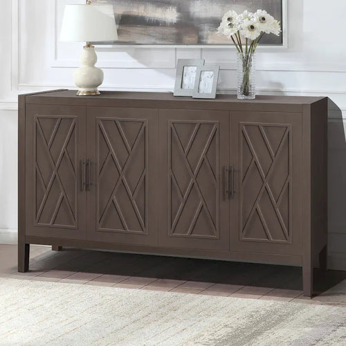Accent Cabinet 4 Door Wooden Twill Sideboard Storage Cabinet – product view