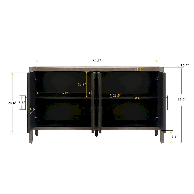 Accent Cabinet 4 Door Wooden Twill Sideboard Storage Cabinet – product view