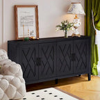 Accent Cabinet 4 Door Wooden Twill Sideboard Storage Cabinet – product view