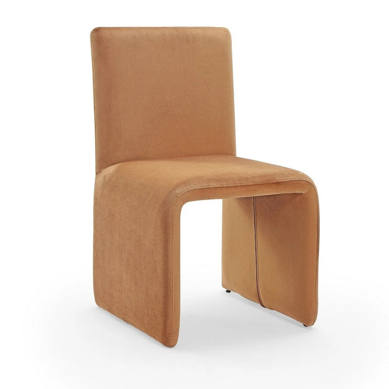 Brown Velvet Waterfall-Seat Dining Chair, 50.8 cm Wide – product view