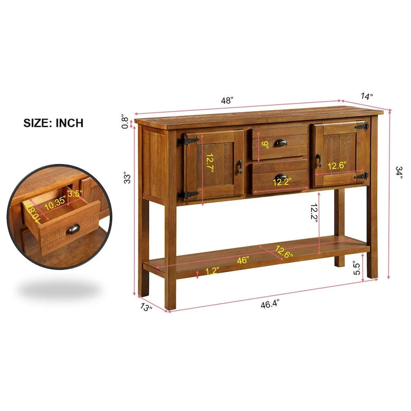 Sideboard Console Table with 2 Drawers, 121.9 cm Wide – product view