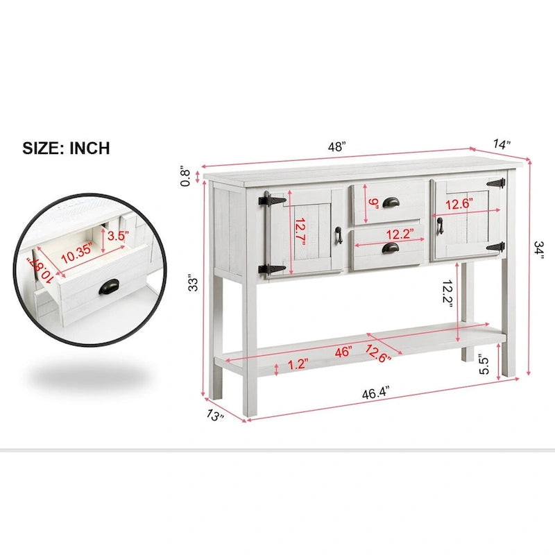 Sideboard Console Table with 2 Drawers, 121.9 cm Wide – product view